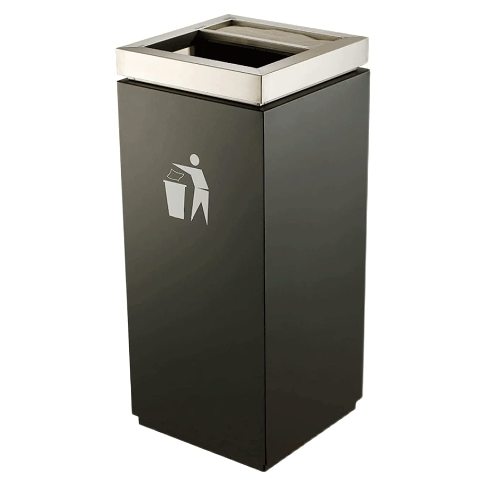 NOLLAM Bote de Basura Outdoor Trash Can w Ash Urn Decorative Fluted Panels Stainless Steel Garbage Can 30