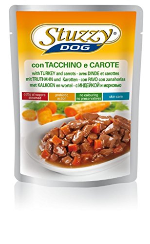 Stuzzy, Cibo Umido per Cani Adulti con Tacchino e Carote, Bocconcini (24 Buste da 100g)