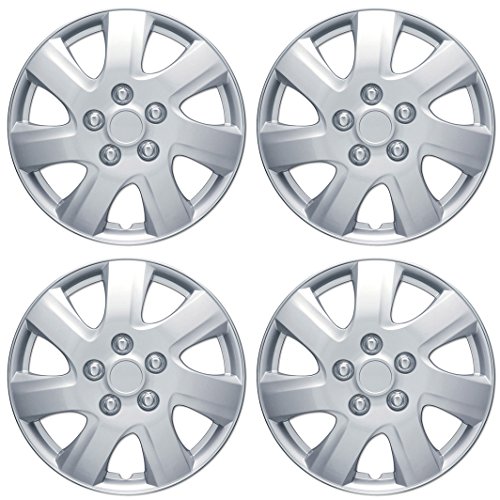 BDK Silver KT-1021-16 King1 Hubcaps Wheel Covers for Toyota Camry 2006-2014 16” – Four (4) Pieces Corrosion-Free & Sturdy – Full Heat & Impact Resistant Grade – OEM Replacement, 4 Pack