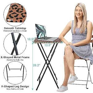 Folding TV Tray Table, TV Tray for Eating on Couch, Small Folding Table, Portable Tray Table Couch Desk, Foldable Snack Table, with Leopard Print, for Bed & Sofa, Living Room, Bedroom Folding TV Tray Table TV Tray for Eating on Couch Small Folding Table Portable Tray Table Couch Desk Foldable Snack Table with Leopard Print for Bed Sofa Living Room Bedroom