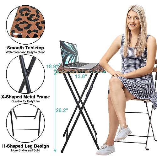 Folding-TV-Tray-Table-TV-Tray-for-Eating-on-Couch-Small-Folding-Table-Portable-Tray-Table-Couch-Desk-Foldable-Snack-Table-with-Leopard-Print-for-Bed-Sofa-Living-Room-Bedroom Folding TV Tray Table TV Tray for Eating on Couch Small Folding Table Portable Tray Table Couch Desk Foldable Snack Table with Leopard Print for Bed Sofa Living Room Bedroom