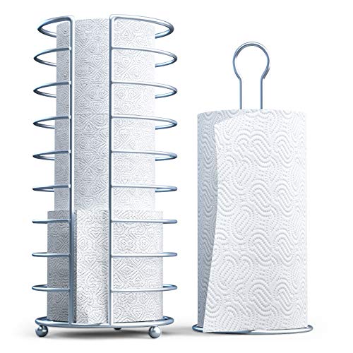 Villacola Easy Pick-Up Toilet Paper Storage Stand Free Standing Toilet Paper Holder with Metal Axis Hold for 3 Tissue Rolls and 1 Jumbo Roll in Bathroom Silver