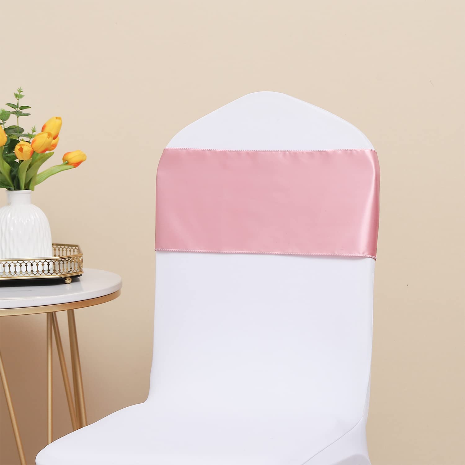 Stuhlschärpen aus Satin, für Geburtstag, Hochzeit, Party, Babyparty, Dekoration, Altrosa, Satin-Stühle, Schleifen, Schärpen für Klappstühle, Bankett, Stuhl, 50 Stück