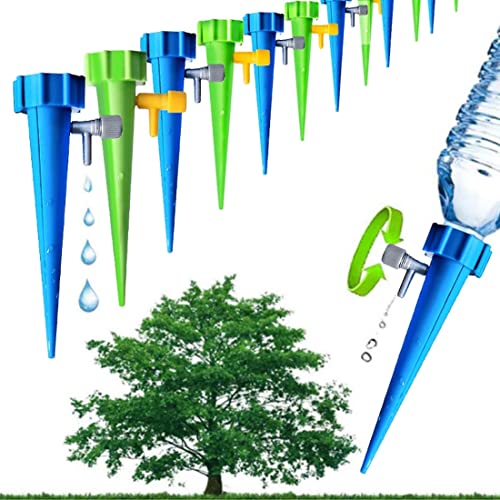 BODYA 12Pcs Automatic Self Watering Spikes Adjustable Plant Watering Devices with Slow Release Control System Garden Home Plant Pot Waterer Tool Valve Switch for Garden Plants Indoor & Outdoor