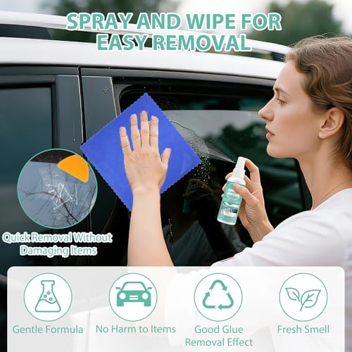 Klebereste Entferner Spray 120 ML,Powerful Etikettenlöser,Klebstoffentferner,Komplett Mit Schaber Und Tuch,Entfernt Effektiv Klebstoff,Etiketten Und Kleberückstände Von Glas,Kunststoff Und Fahrzeugen