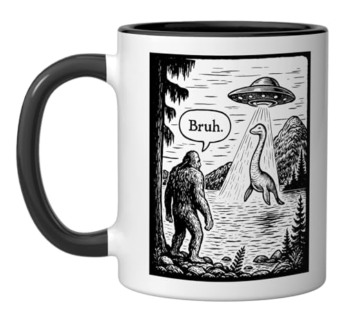 Taza de cerámica color negro y blanco 11 onzas miniatura 1