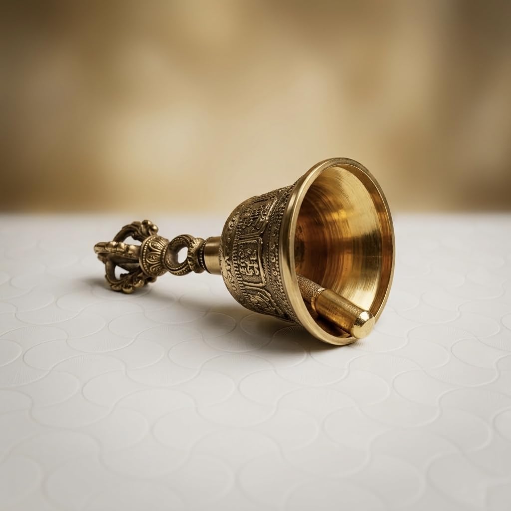 THE ASCENT MEMORIAL Hand Made Metal Brass Bell With Dorje Handle