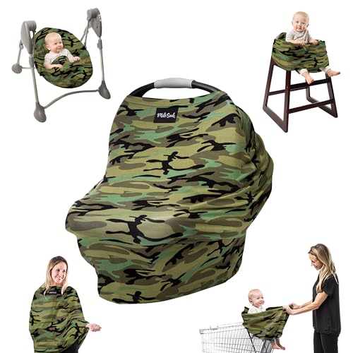 Image of Milk Snob Original 5-in-1 Cover - Nursing Cover for Breastfeeding - Baby Car Seat Cover, Carseat Canopy & Stroller - Essential All-in-One Cover - Gift for Mom, Baby (Camo)