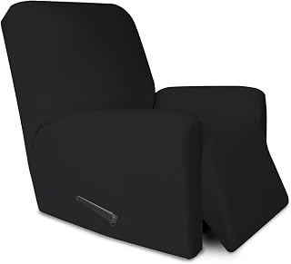 PureFit Super Stretch Recliner Sofa Slipcover with Pocket – Spandex Non Slip Soft Couch Sofa Cover, Washable Furniture Protector with Elastic Bottom for Kids, Pets （Recliner, Black）