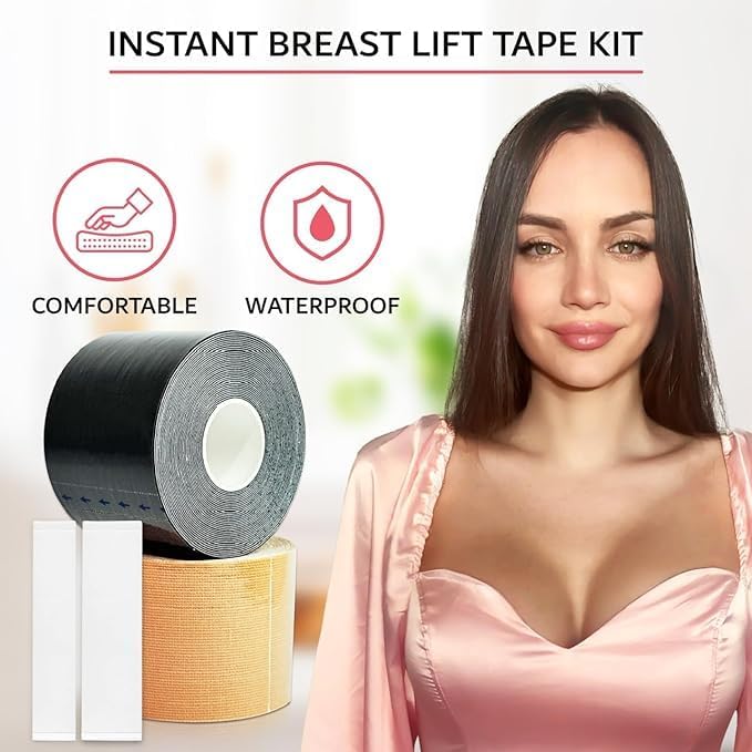 Miniatura 4 de Agam Intima Cinta adhesiva para levantamiento de senos, cinta corporal, cubiertas de pezones - pechos grandes, copa A-G - 20 cintas de ropa de doble