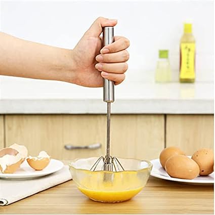 PARABRAHMA Power Free Stainless Steel Hand Push Whisk Hand Blender Mathani Ravai Madhani Egg Beater Frother Stirrer Blending Whisking Beating Stirring Lassi/Butter Milk Maker Mixer (12 Inch)