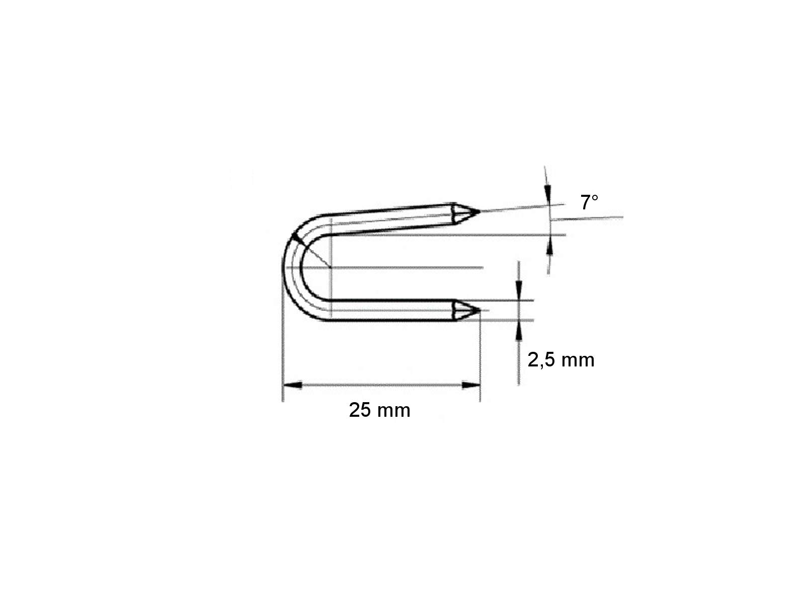 Grapas de acero, galvanizadas, grapas, clavos galvanizados, clavos de acero (400 piezas - 2,5 x 25 mm)