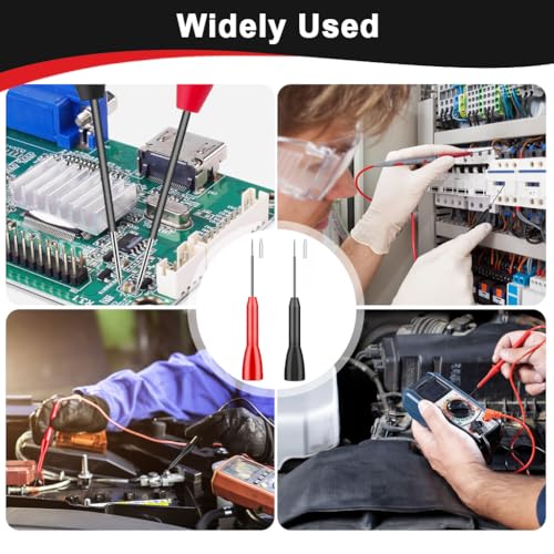 Image of STHIRA Automotive Test Probe Needles, 2Pcs Red & Black 0.2mm Signal Testing Pins for Car Electrical Diagnostics, 600V /10A Non-Destructive Insulation Wire Piercing Needle, Multimeter Circuit Probes