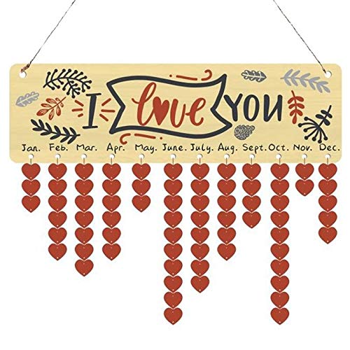 Plaques & Signs - 1pcs Creative Fashion Wood Birthday Important Day Reminder Board Diy Calendar I Love You - Planner Calendar Birthday Desk Wood Calendar Bear Blank Wood Calendar 2019 Diy Plaqu