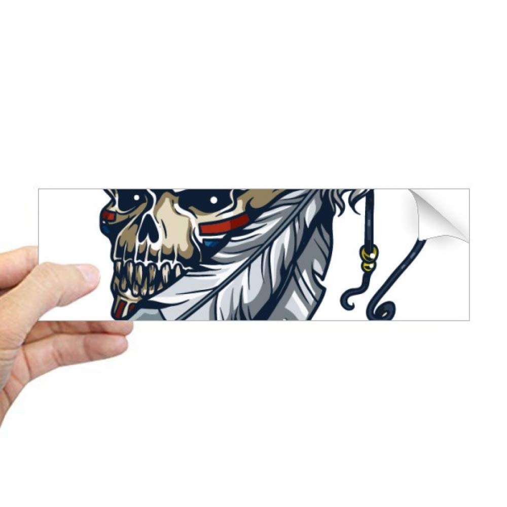 Calcomanía de pluma de esqueleto indio DIYthinker rectangular con diseño gráfico detallado