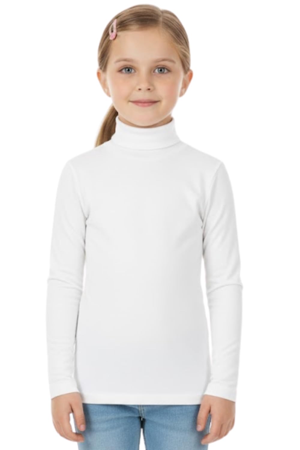 STAR FASHION Haut uni à col roulé et manches longues pour enfants - Tailles 5/6, 7, 8, 9/10, 11/12 et 13 ans