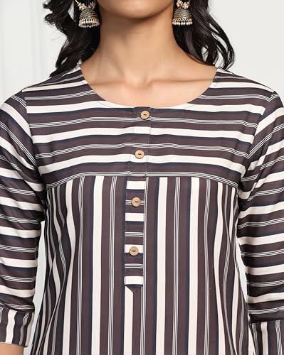 Tadkee Women Cotton Blend Printed Kurta With Pant (Nx-Kurti-Pant-Lining-110-Navy-Xl)