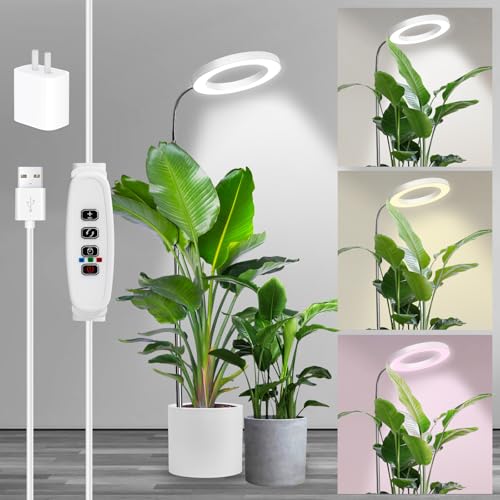 Lámpara de Plantas, 72 LED Luz de Crecimiento de Espectro Completo, Grow Light con Temporizador 3H/9H/12H, 10 Brillos, 3 Modos, Lámpara LED de cultivo para plantas de espectro completo, para Plantas