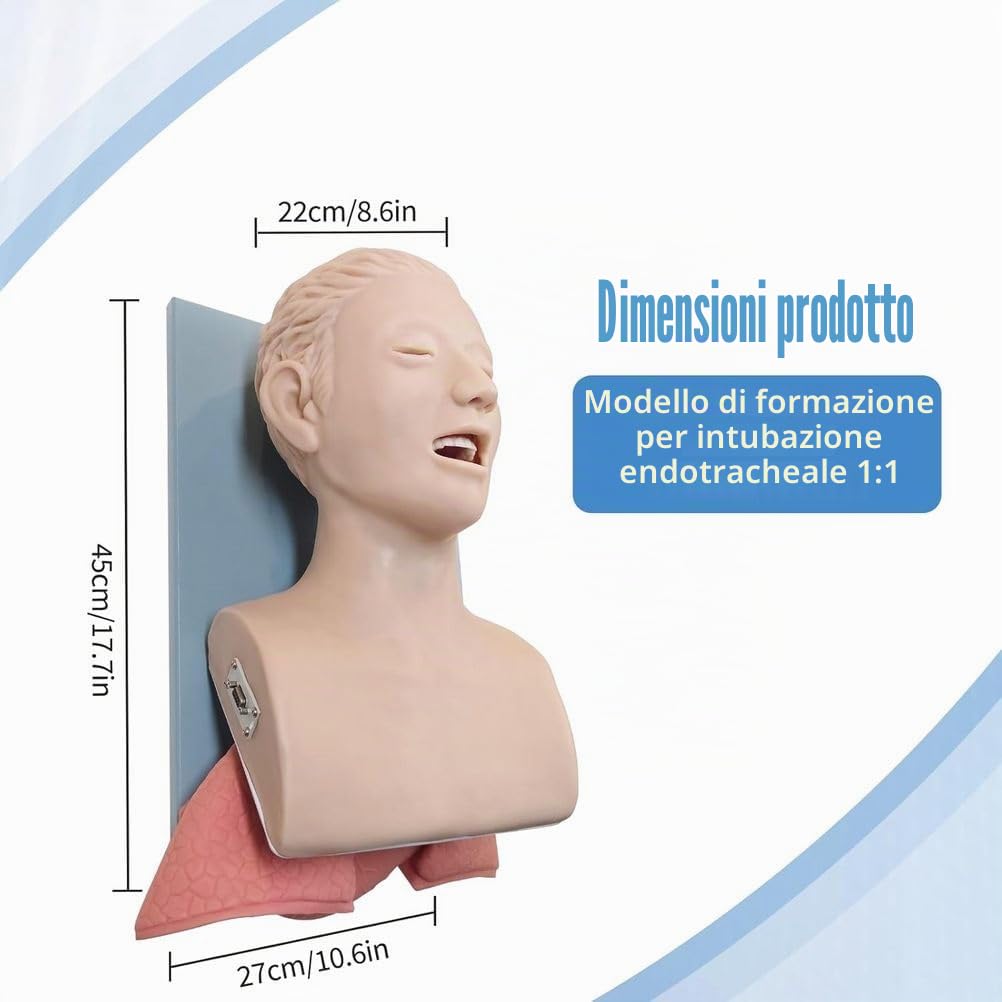 Modello di Intubazione per Adulti con Laringoscopio e Controllore per Addestramento Emergenza Gestione delle Vie Aeree Orofaringee Modello Anatomico con Denti e Allarme Pressione Modello