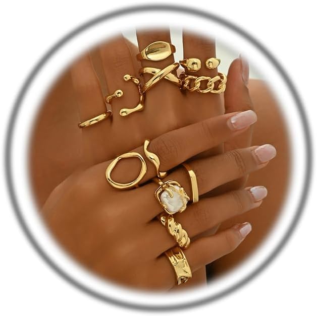Trendy Knuckle Rings Set for Women Dainty Stackable Joint Finger Midi Rings Pack Adjustable Dome Twist Hollow Chunky Rings Statement Jewelry Mixed Size