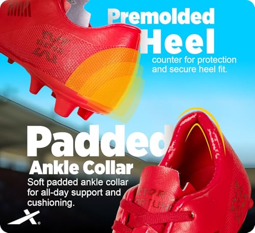 Image of Vector X Fortune Football Shoes|Synthetic Leather Upper with Durable TPU Sole|Padded Ankle Collar|Premolded Heel|Lightweight Sports Footwear Soccer Studs for Adult, Men & Boys