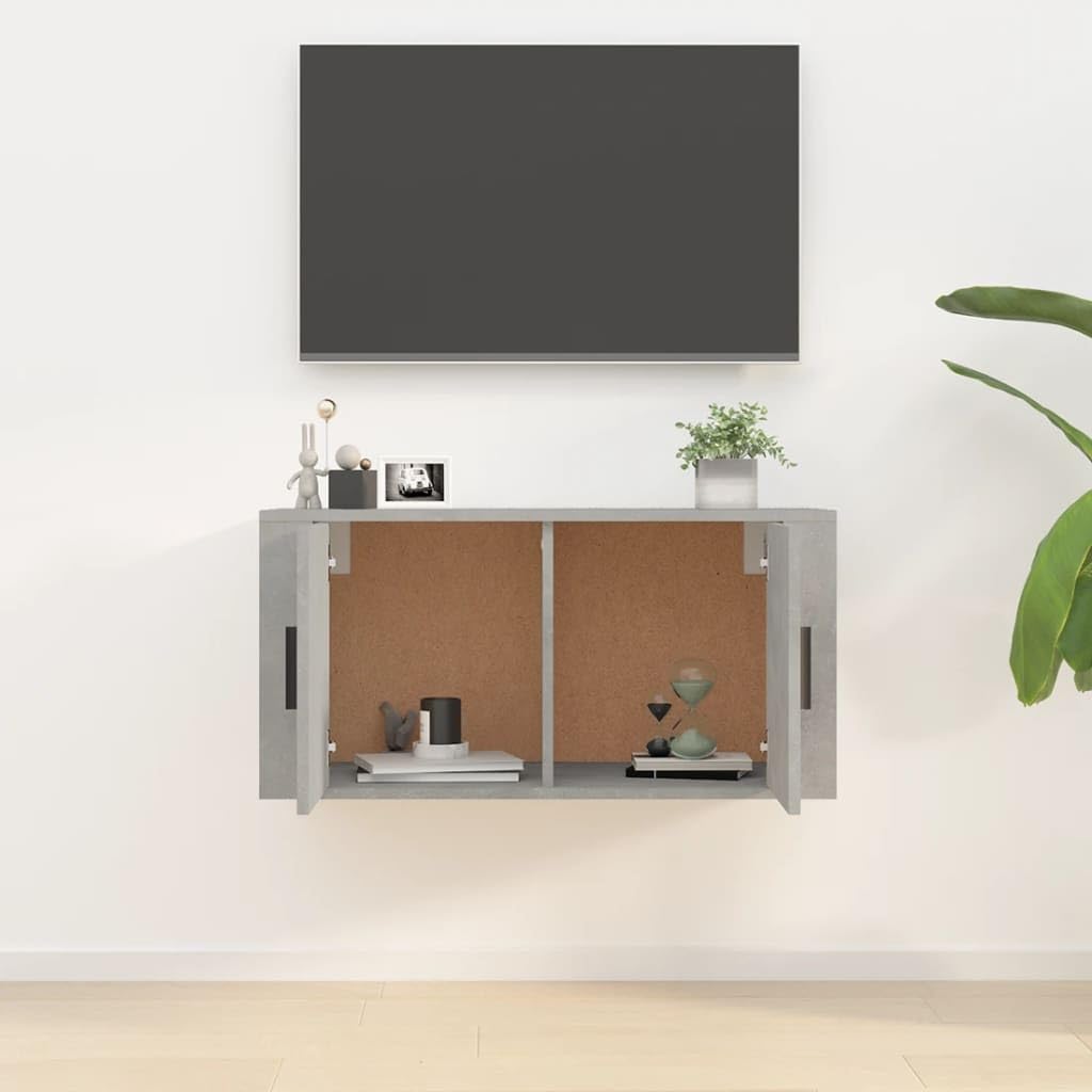 Szafka pod telewizor naścienny, szary beton, 80 x 34,5 x 40 cm