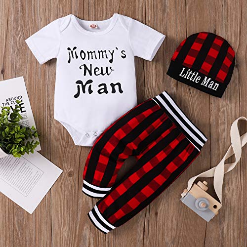 Image of Baby Boy Clothes Stuff Infant Summer 3 Piece Outfits Newborn Cute Letter Printed Romper Short Sleeve + Pants + Hat