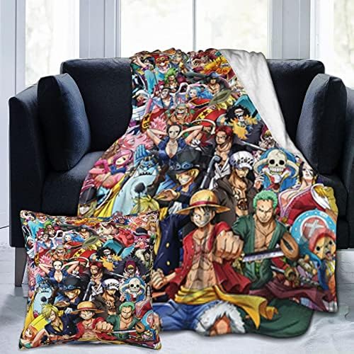 2PCS 60 * 50inch Cute Anime Blanket Soft Throw Blanket-Fluffy, Warm, Comfy, Plush Pillow Covers 18 * 18inch
