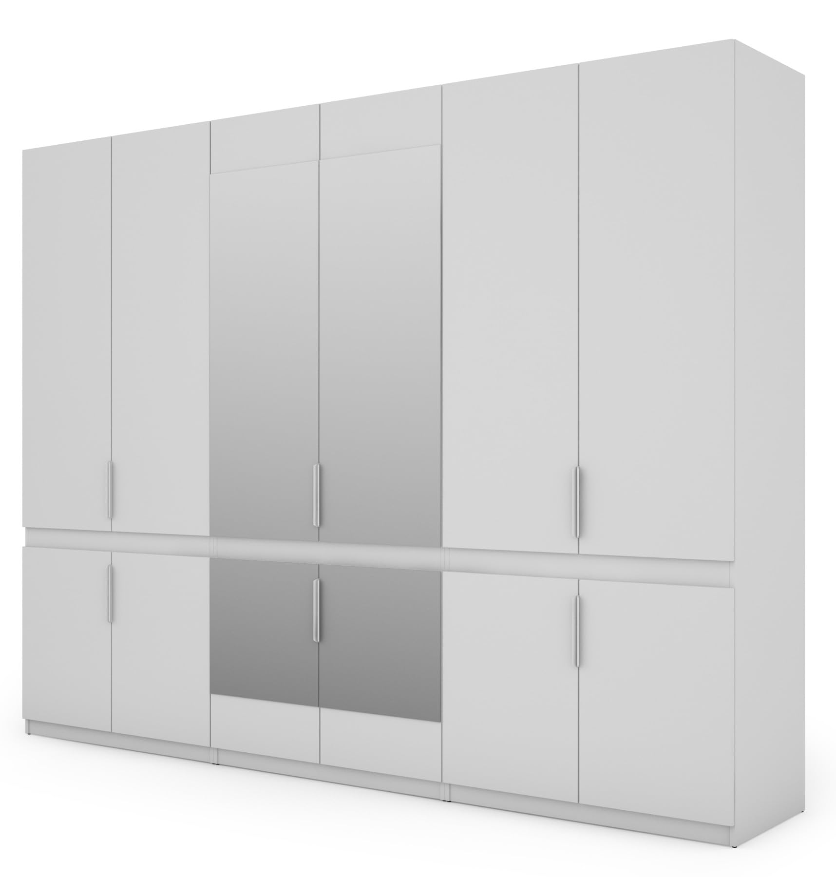 3-częściowa szafa modułowa - dwa lustra - szafa na ubrania - 310 x 240 x 59 - sypialnia - salon - szafa garderobiana - drążki na ubrania - przestronne szuflady, szafa - szlafrok -