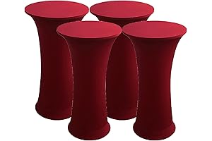 4 Pack of 24-Inch Round Burgundy High Top Dining Table Set Covers