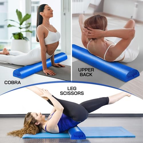 Image of Yes4All Medium Firm Half Foam Rollers for Post-Workout Relaxation, 12 /18 /24 /36 inch PE Foam Roll for Back Massage & Yoga Exercise