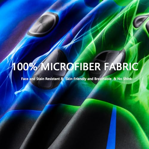 Image of ZRNBAST Blue Green Gamer Comforter Set Queen Size Boys Gaming Bed in a Bag