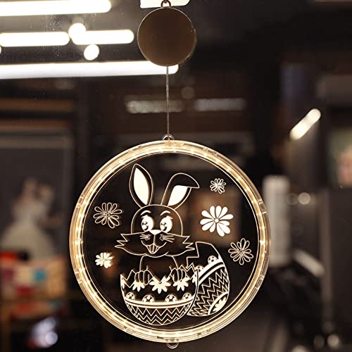USMEI Osterdekoration Fensterlicht 3D Hängende Batteriebetriebene LED 16cm Ostereier Licht für Ostereier Lampen Hochzeit Geburtstagsfeier Party Dekoration, Warmweiß Cover