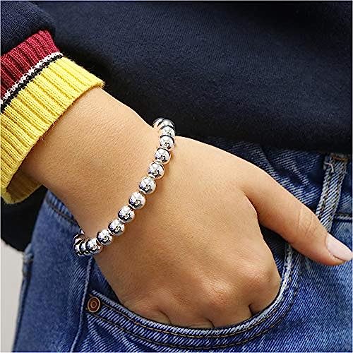 925 Sterling Silver 4MM-10M Italian Bead Ball Chain Bracelet- Handmade Bead Italian Bracelet, Silver Bead Bracelet For Women, 6.5, 7, 7.5, 8 Inch Bracelets3