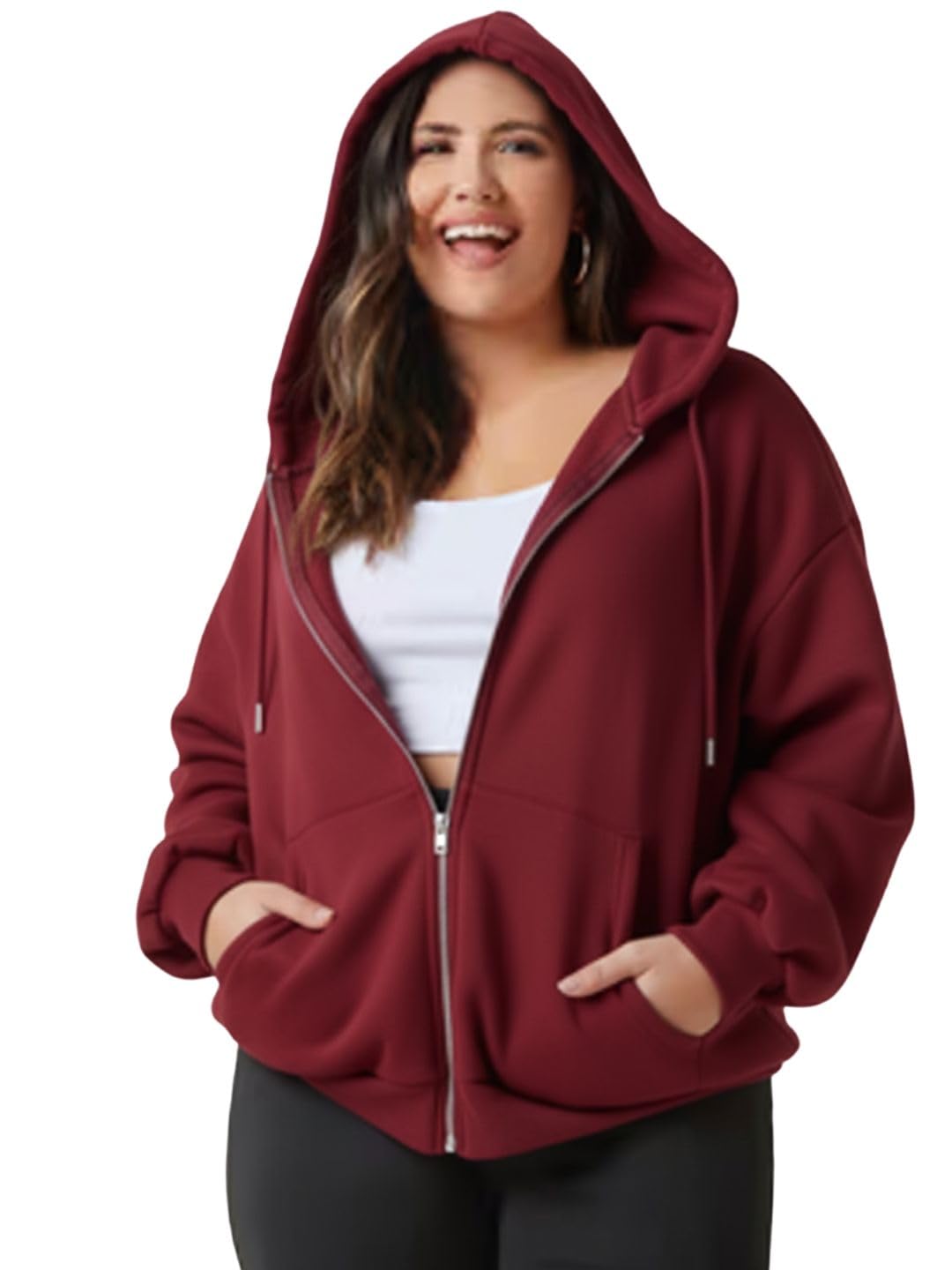 Premium Maroon Full Sleeve Hoodie with Zipper | Warm & Soft Winter Comfort & Style Hoodie for Women-image-10