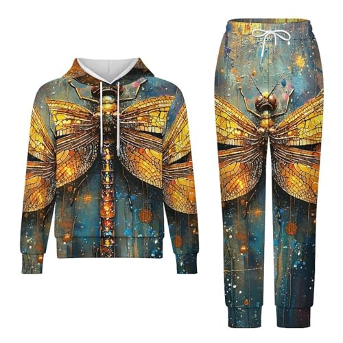 Boys Girls 2 Piece Sets Hoodie and Pants Sweatshirt Set 2 Pieces for Kids, Dragonfly Galaxy Universe4
