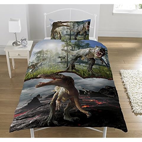 KidCollection Jurassic Predators Single Panel Duvet Cover Bed Set - T Rex, Raptors (Single Duvet Cover) Cover