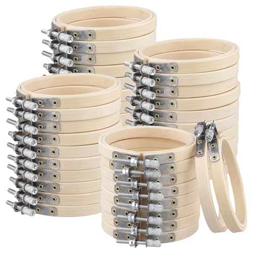 Tambour à broder 8cm en bambou pour broderie point de croix et mercerie créative