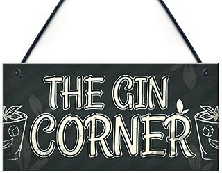 RED OCEAN The Gin Corner Garden Sign Gin & Tonic Plaque Funny Alcohol Home Bar Pub Sign Party Gift