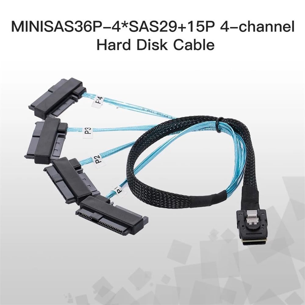xiwai Host mini-SAS SFF-8087 interno 36 pin su 4 dischi rigidi SAS target SFF-8482 e cavo di alimentazione SATA da 100 cm