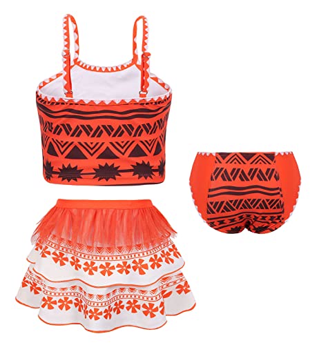 Henzworld Girls Swimwear Swimsuits Set Bikini Bottom Beach Printing Skirt Kid Summer Beach Bathing Suit Party Dress Up Cosplay Bathing Suit 3T Orange 3-4 Years #TOP1