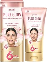 Emami Pure Glow Complete Brightening Cream 50g | with Japanese Sakura Flower & Niacinamide for 2X Brightness & +50% Moisturisation | Mineral-Oil Free, Paraben-Free