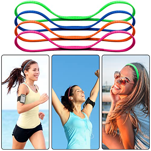 Image of Duufin 20 Pieces Elastic Sport Headbands Non Slip Grip Elastic Headband Thin Colorful Workout Headbands for Women Men and Girls, 20 Colors