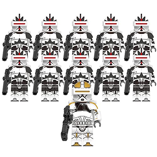 fashion go Captain Rex and Clone Trooper Combat Team Minifigures - 1 Captain Rex and 10 White Clone Troopers - The Clone Wars Battle (11pcs Army Set)