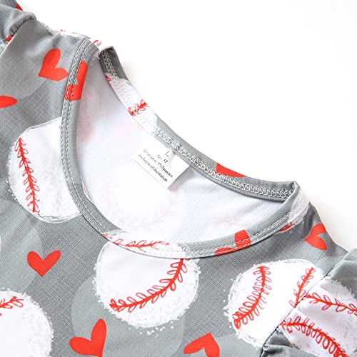 JONGOS Toddler Girls Baseball Pattern Dresses Autumn Sports Ruffle Bottom Flutter Sleeve Apparel 2-3T2