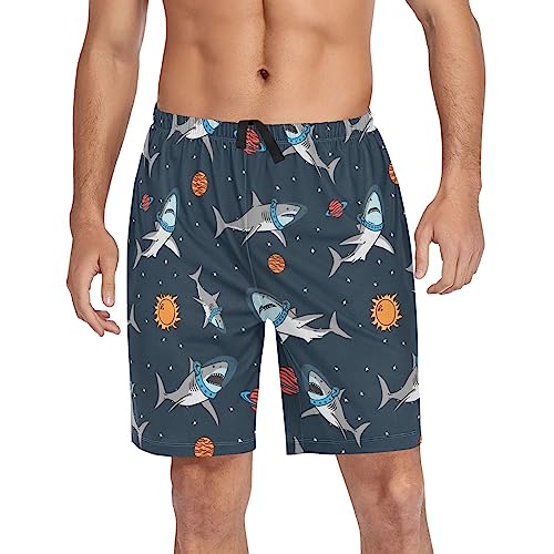 Sloth Horse Print Pajama Bottom Shorts for Men Soft Casual Sleep Lounge Shorts with Pockets S - XXL