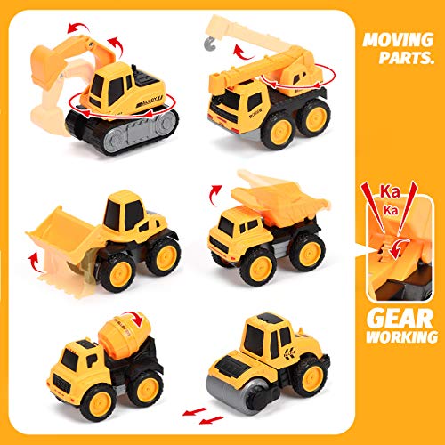 Pull Back Construction Vehicle Toys, Pull Back Diecast Cars Toy Construction Trucks for Boys, Small Diecast Construction Vehicles for Kids Gift Ages 3 4 5
