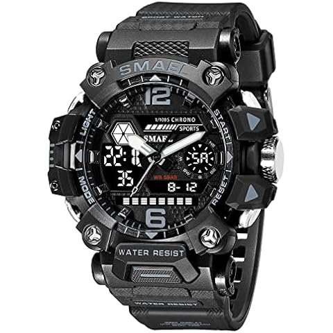 KXAITO Men's Watches Sports Outdoor Waterproof Military Watch Date Multi Function Tactics LED Face Alarm Stopwatch for Men (8072 Black) Cover