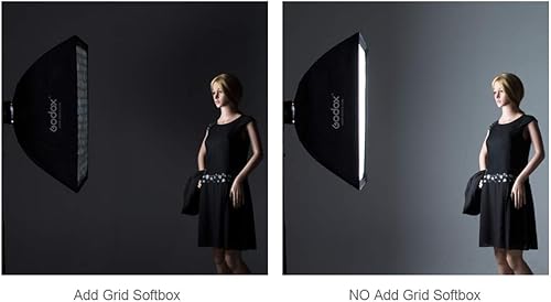 Miniatura 7 de Godox Caja de luz rectangular de 27 x 39 pulgadas, montaje Bowens con rejilla de panal de abeja, iluminación estroboscópica compatible con flash de