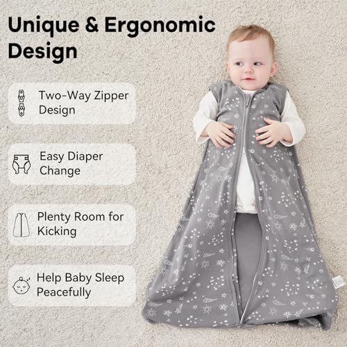 Image of Baby Sleep Sack 0-6 Months 3 Pack 100% Cotton Lightweight 0.5 TOG Wearable Blanket Baby Sleep Bag with 2-Way Zipper for Newborn Infant Green